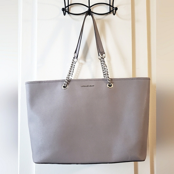 Michael Kors Handbags - MICHAEL KORS Jet Set Travel Tote Chain Saffiano Leather Gray